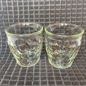 Vtg ANCHOR HOCKING Interior Design Thumbprint 8oz Jelly Glass.VGC Set of 2